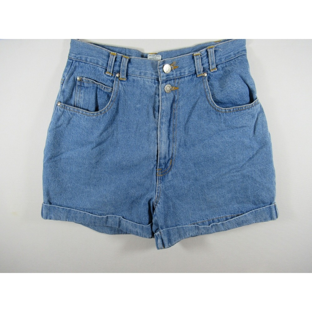 Vintage 90s Y2K High Rise Shorts Junior Size 9/10 Cuffed Cotton Highway Denim
